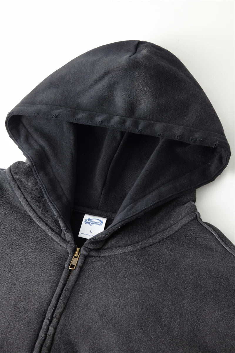 gothic angelcore design featuring mens oversize long sleeve washed double zipper cardigan hoodies loose plus plush gradient womens hooded pullovers winter
