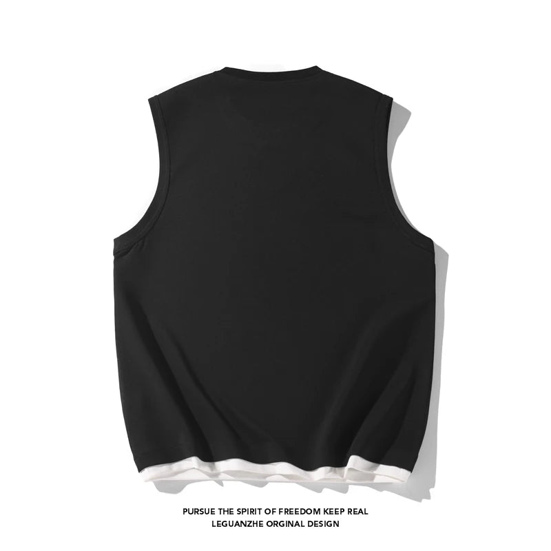 Y2k Oversized shirt – Hip Hop Street Mens Tank Tops Retro Gradient Letter Print Sl