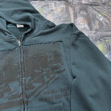 Grunge goth hoodie with distressed cross emblem