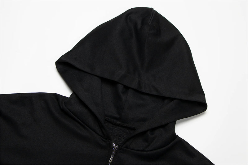 24ss RR123 Brand Fashion Letter Print Black Cotton Cardigan Hooded Sweatshirt High-Street Casual Zipper Hoodie For Winter