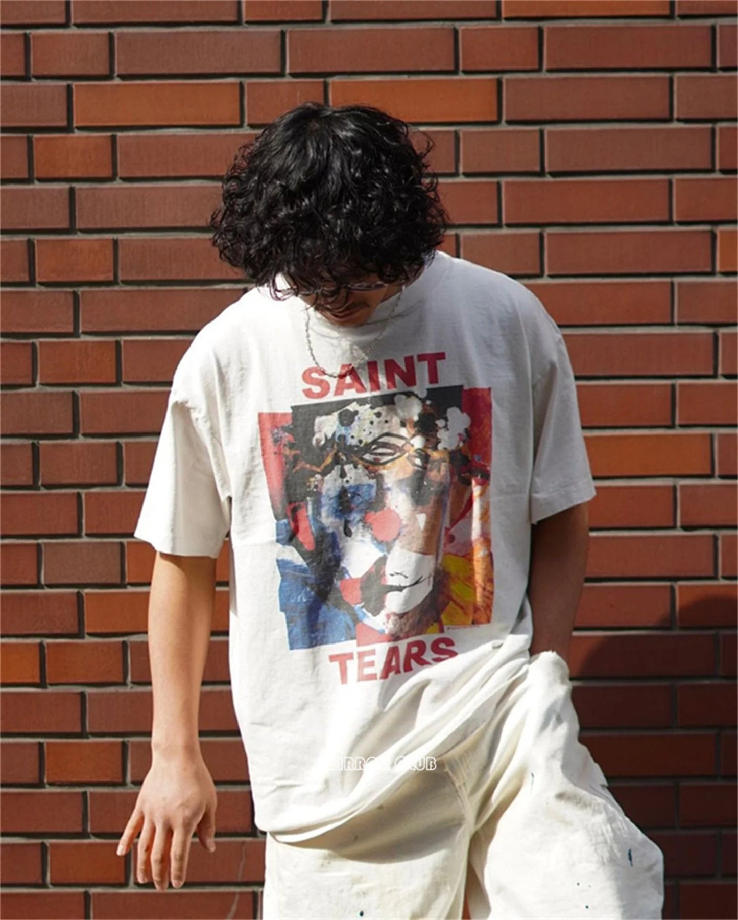 2024 Vintage 90s Joker Graffiti Print High Street Retro Casual Loose Cotton Quality T-shirt Tops Fpr Men
