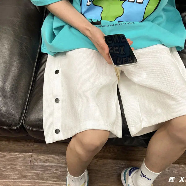 2023 summer new light luxury fashion pants men shorts casual loose beach pants all match boutique clothing simple style drawstring street shorts