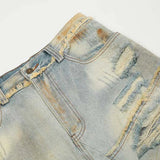 mens fashion ripped jeans blue straight baggy jeans trousers luxury loose casual distressed denim pants male unique jeans style 6044