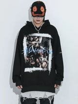 glitchcore tribal flames featuring rainbowtouches hoodie men high street retro letter printing pattern hip hop harajuku women loose coat unisex superior quality