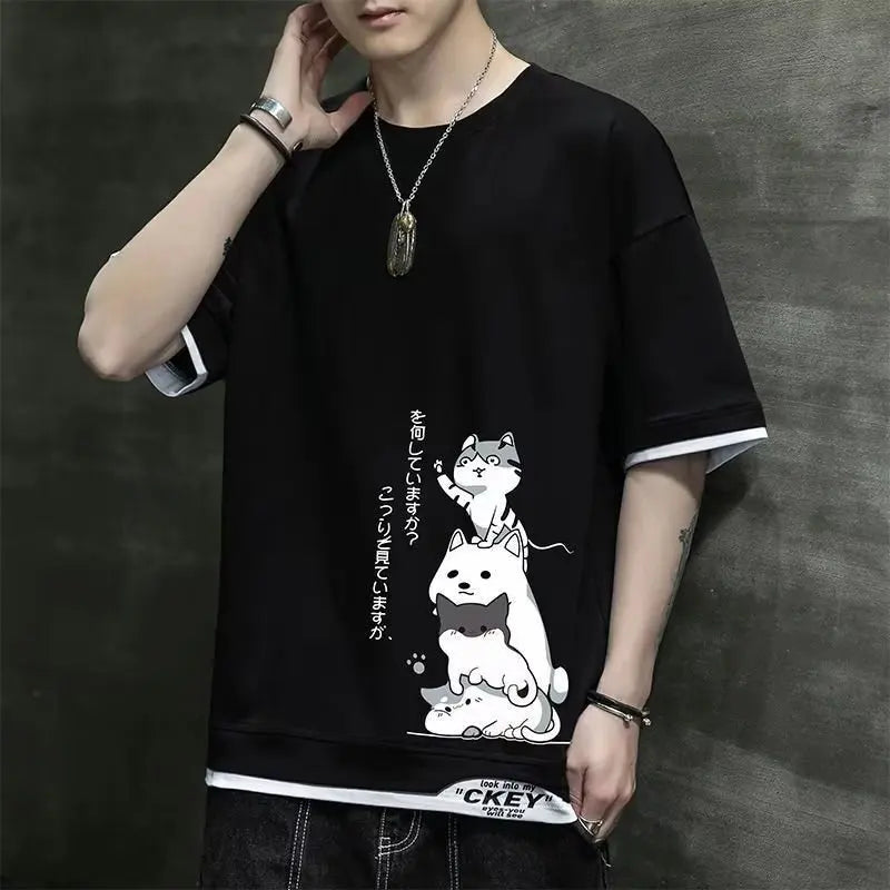 Y2k Aesthetic piece – New Mens Harajuku T Shirt Japan Graphic Hot Sale Cartoon Cas