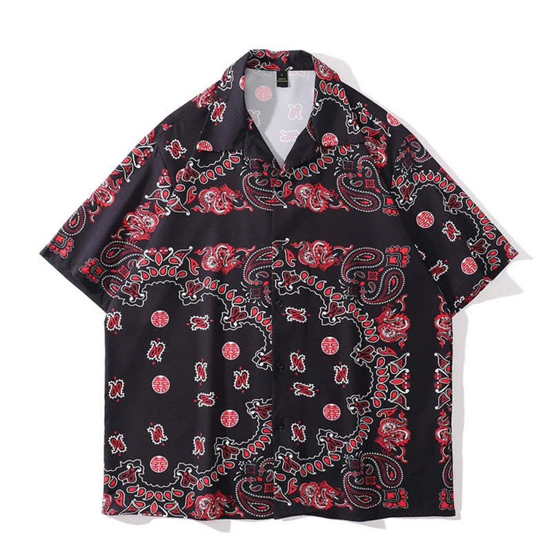 Rainbowtouches Unisex Summer Fresh Style Crane Digital Printing Comfortable  PrintingPolyester Casual Hawaii Street Wear Shirts