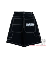 Wexwear Embroidery Shorts Skateboarding New Y2k Jeans Denim Baggy Harajuku Gym Basketball Shorts Men Letter Graphic Streetwear
