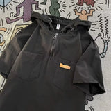 Skatercore Angelcore design – Summer Fashion Hoodie Zipper Cargo T Shirts Mens Loose Short