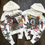 2024 Y2K High Street Cartoon Anime Print Oversized Hoodie Women Fashio