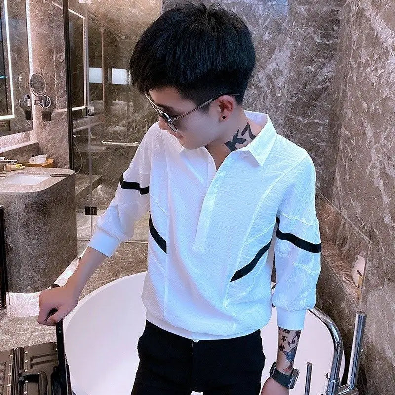 2023 Summer New Fashion Short-sleeved Shirt Men's Korean Shirt Short-sleeved Top Boutique Clothing Simple Style Men Clothing