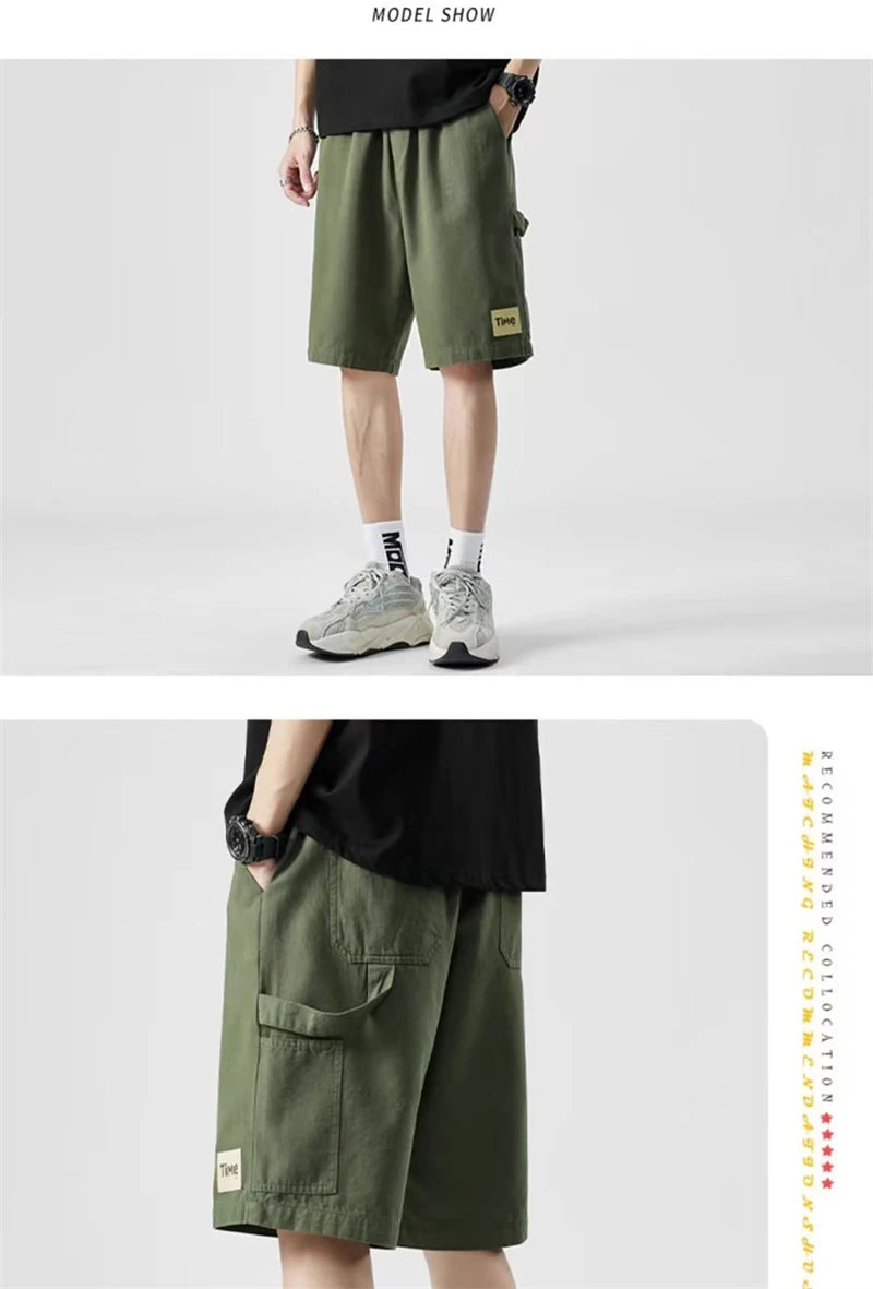 summer american casual retro shorts for men 2025 new loose straight short sweatpant streetwear fashion five point baggy bermudas unique joggers style 339