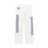irregular sewing scratched patchwork denim jeans men casual straight biker zipper trousers streetwear hip hop jean pants joggers unique joggers style 3580