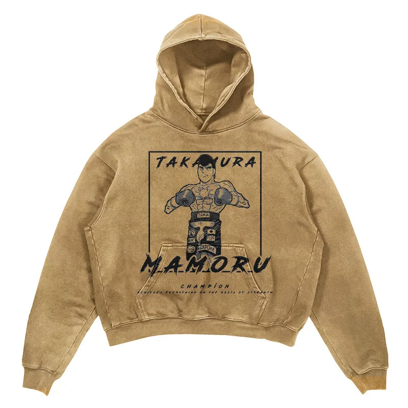 2024 Men Spring Hoodie Retro Japanese Anime Graphic Hoodies Boxer Hip