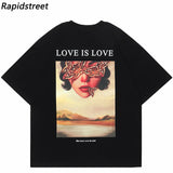 Sadcore Oversized shirt – 2023 Hip Hop Men T Shirt Streetwear Butterfly Girl Letter Gr