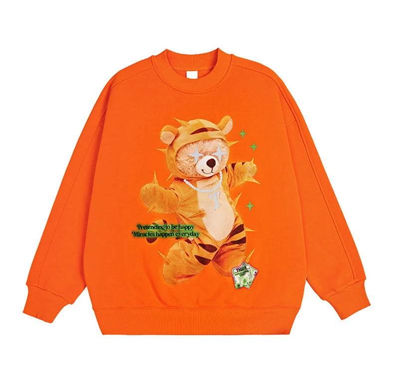 Gothic Oversized Tee – Rainbowtouches 2022 Mens Long Sleeve Vintage Reflection Bear – Edgy Streetwear for All Genders