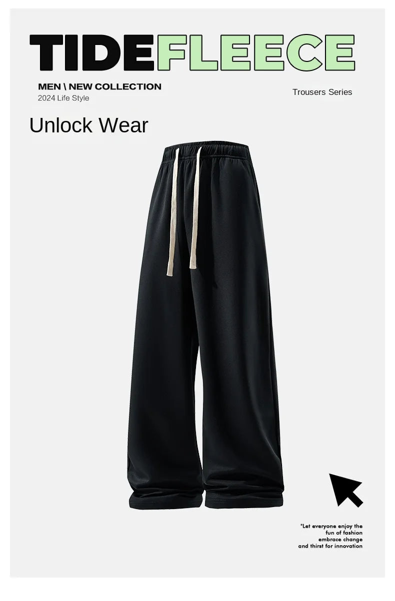 thin casual wide leg pants hang sense fashion handsome classic multi match durable fabric comfortable breathable casual pants urban fashion pants
