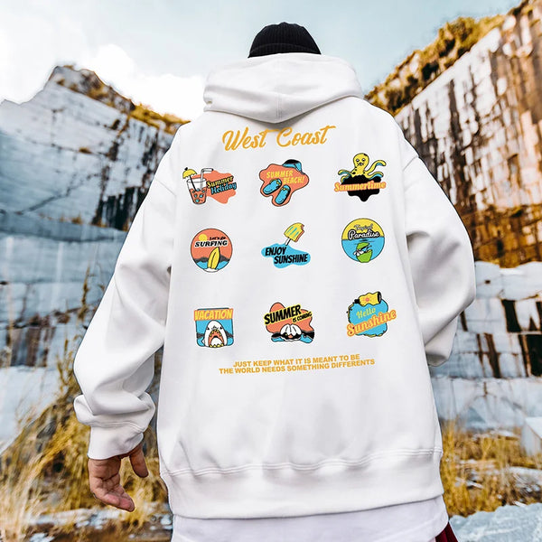 West Coast Graffiti Graphic Hoodie Sweatshirts Men Autumn Pullovers