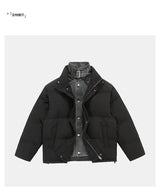 Winter Splice Denim Cotton-padded Jacket Men Women Stand Collar Fashion Loose Casual Thicken Warm Parkas Jacket Boyfriend Coat