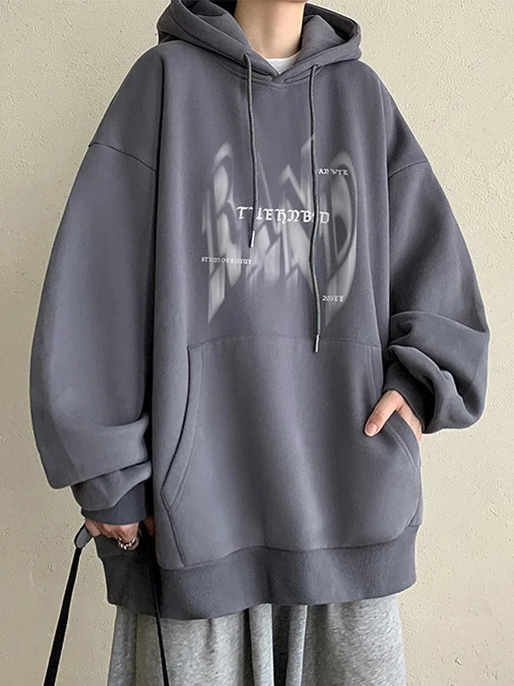 Urban Gothic Text Sweatshirt – New Gothic Letter Printed Hoodies For Men Autumn Hip Hop Oversized Hooded Sweatshirt Y2K Streetwear Graphic Hoodie Tracksuit | Gothic Drop #24