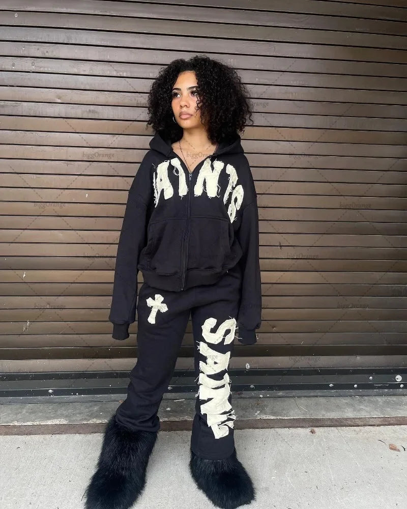 european and american new style letter embroidered casual loose trousers men y2k rock hip hop fashion oversized wide leg pants unique default style 3237