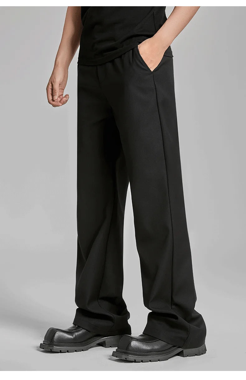 extended length edition men streetwear fashion hip hop vibe straight black pant casual business suit long pants trousers unique default style 1756