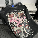 Trapwear Broken heart – Trendy Brand American Retro Anime Print Washed And Distresse