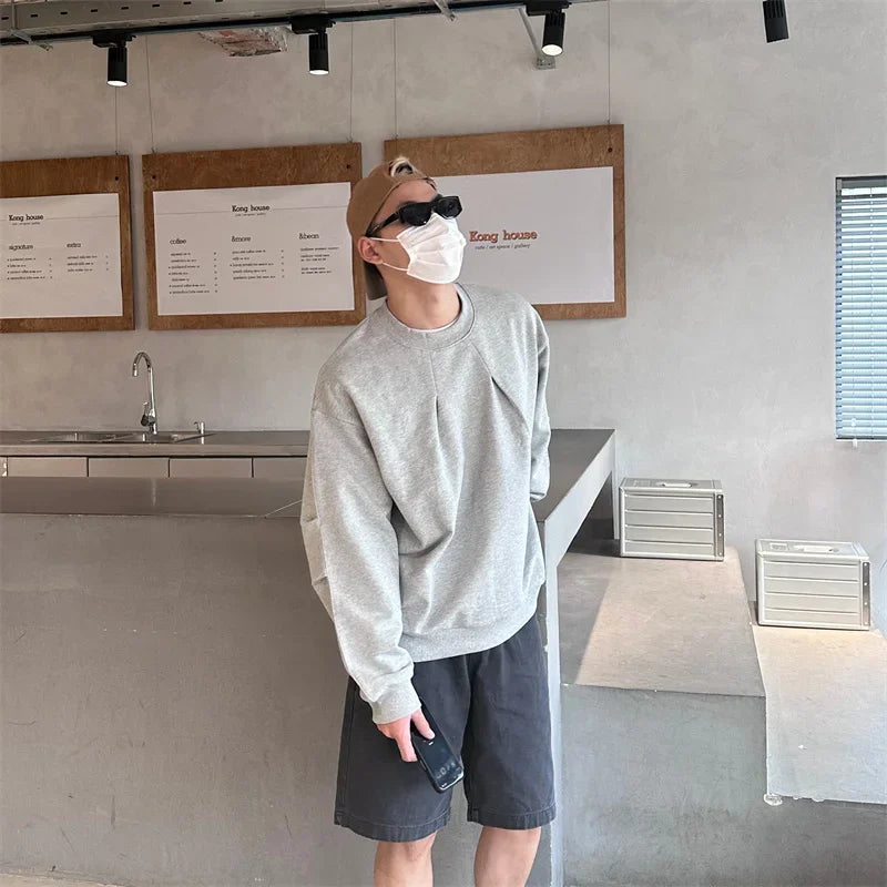 2024 Korean Fashion Crewneck Sweatshirts For Men Casual Design Pullover Y2K