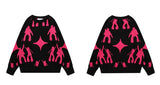 fashion knitted sweater unisex harajuku anime pattern sweaters casual pink color pullover streetwear sweaters jumpers knitwear streetwear fashion hoodie, high quality cotton pullover, urban wear with bold artwork