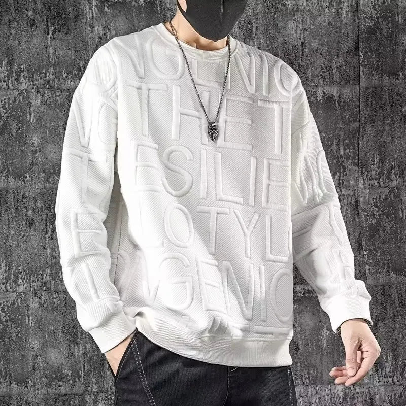 Sadcore Chrome logo – Autumn Mens Sweatshirt American Trendy 3D Letters Top Haraju