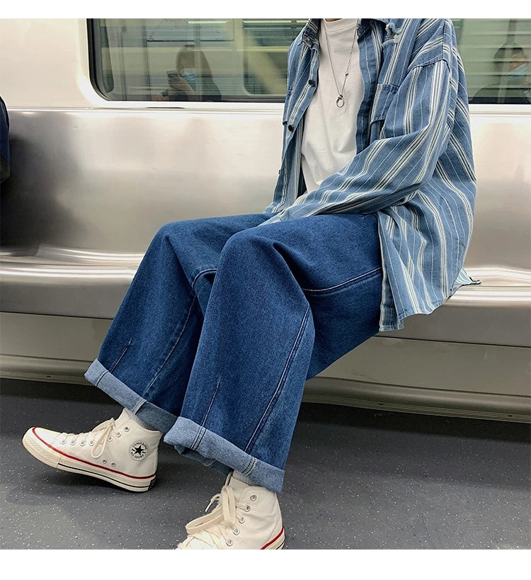 men wide leg jeans loose straight baggy denim pant mens womens streetwear skateboard pants oversized hip hop casual trousers unique jeans style 1110