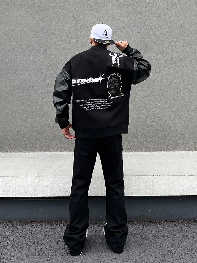 men streetwear jacket patchwork baseball bomber jackets coats hip hop harajuku motorcycle oversized outerwear nan fashion pho - variant style f0e51c for streetwear fashion