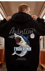 Y2K Streetwear Anime Shark Printed Hoodies For Men Autumn Oversized