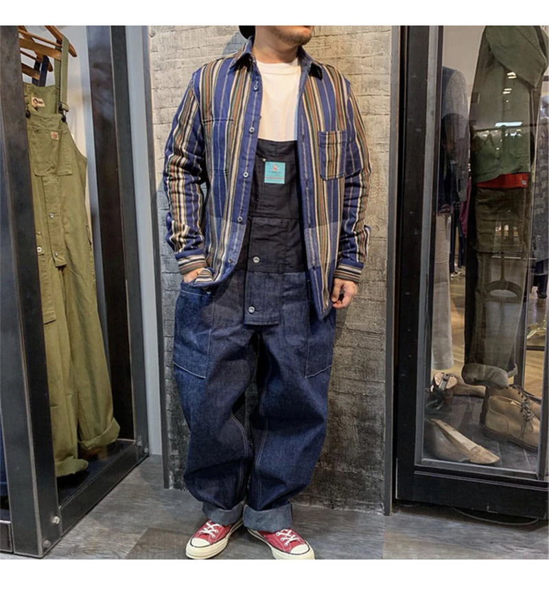 2023 summer cargo overalls pants men patchwork denim jumpsuits loose work pants solid color casual streetwear cargo trousers unique cargo style 4509