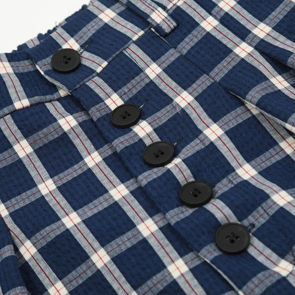 men women american streetwear fashion loose plaid wide leg straight pant boyfriend button down sports casual pants trousers clean everyday pants