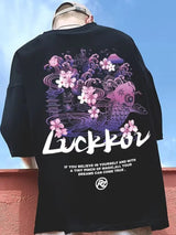Gothic Graphic tee – Lucky Koi Print T Shirts For Men Summer Oversize Streetwear