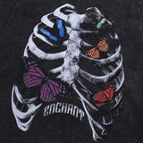 Harajuku Streetwear top – Harajuku Skeleton Printed Retro Distressed Washed T Shirt Me