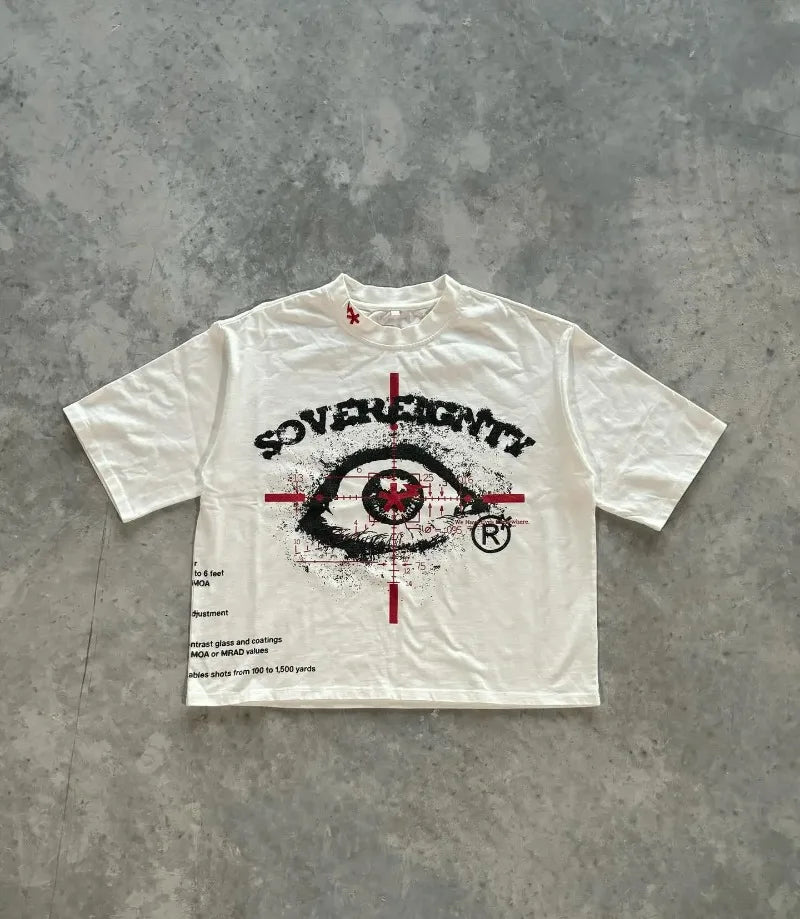 2024 American Street Retro Trendy Brand Oversized Short-sleeved Tops Men Y2k Hip-hop Rock Gothic Punk T-shirt Clothing Women