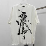 Vaporwave Fashion – Summer New Saint T Shirt Chaopai 3D Steel Nails Direct Spray – Edgy Streetwear for All Genders