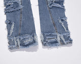 retro hole ripped distressed jeans for men straight washed harajuku hip hop loose denim trousers vibe style casual jean pants unique jeans style 853