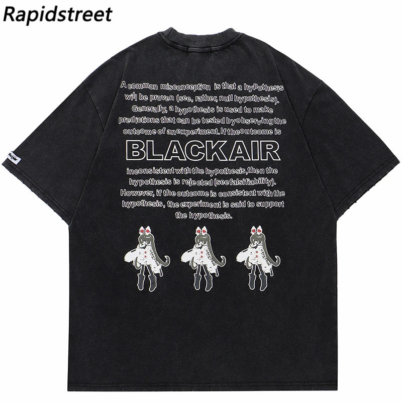Sadcore Streetwear – 2023 Hip Hop Washed Black T Shirt Oversized Men Streetwear J – Edgy Streetwear for All Genders