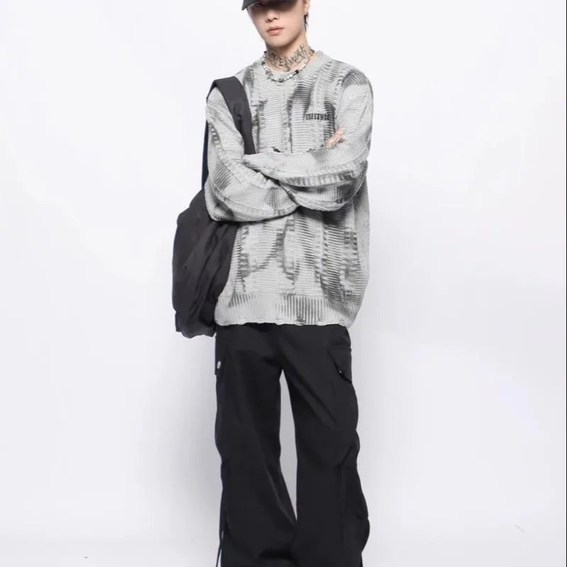 oversized knit pullover, fall/winter fashion, soft knit pullover with flame design, y2k fashion statement