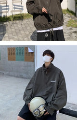 Mens Coat Spring And Autumn Stand Up Collar Half Zipper Oversize High