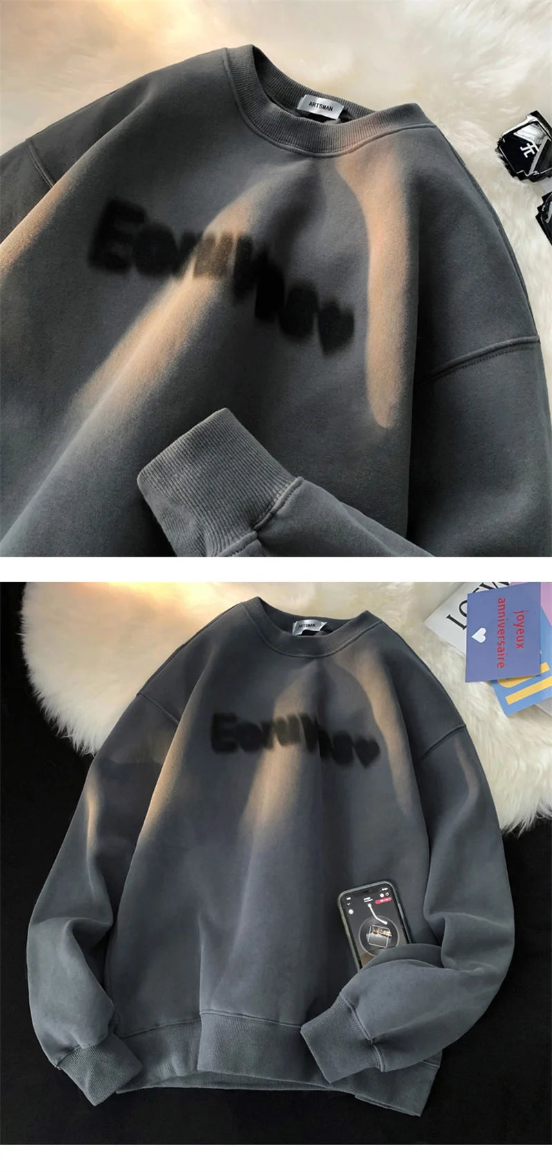 Autumn Goth Letter Printed Crewneck Sweatshirt For Men Y2K Streetwear