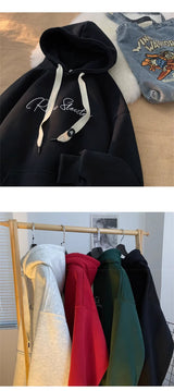 Men Hoodie Letter Printed Long Sleeve Autumn Sweatshirts Goth Fashion Y2K Vintage Hoodies Streetwear Fleece Pullover
