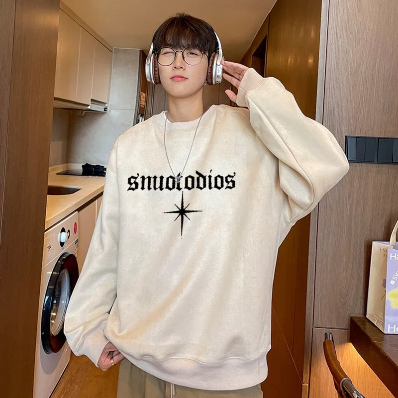 Korean Suede Round Neck Velvet Sweatshirt Spring, Autumn and Winter Loose Personality New Retro Y2K Jacket Heavy Student Top