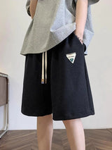 summer mens letter appliques waffle shorts baggy running wide leg casual short pants solid drawstring gym straight y2k shorts unique shorts style 3518