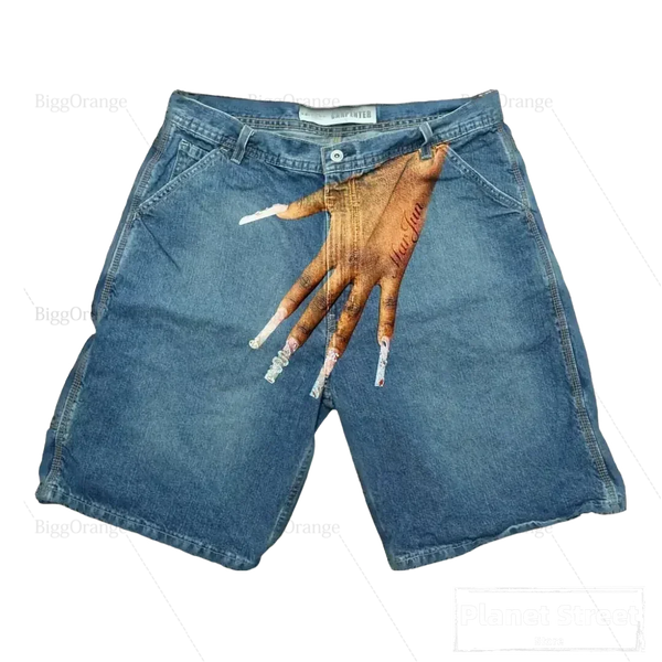 harajuku y2k short baggy jeans palm print graphic pants men fashionstyle denim streetwear gothic sweatpants shorts men clothing sporty tapered joggers