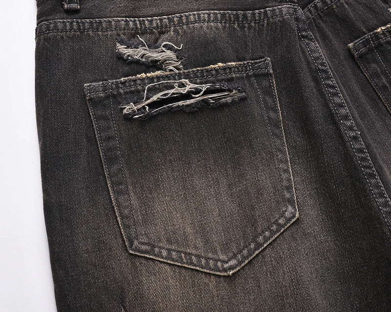 streetwear frayed hole distreesed ripped baggy jeans for men and women pantalones hombre y2k casual denim trousers oversized unique jeans style 5924