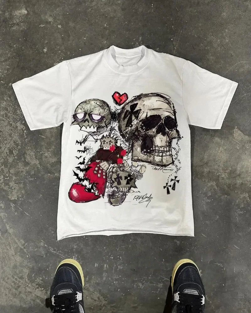 Sadcore Aesthetic print tee – European And American New High Street Fashion Brand Short Sl