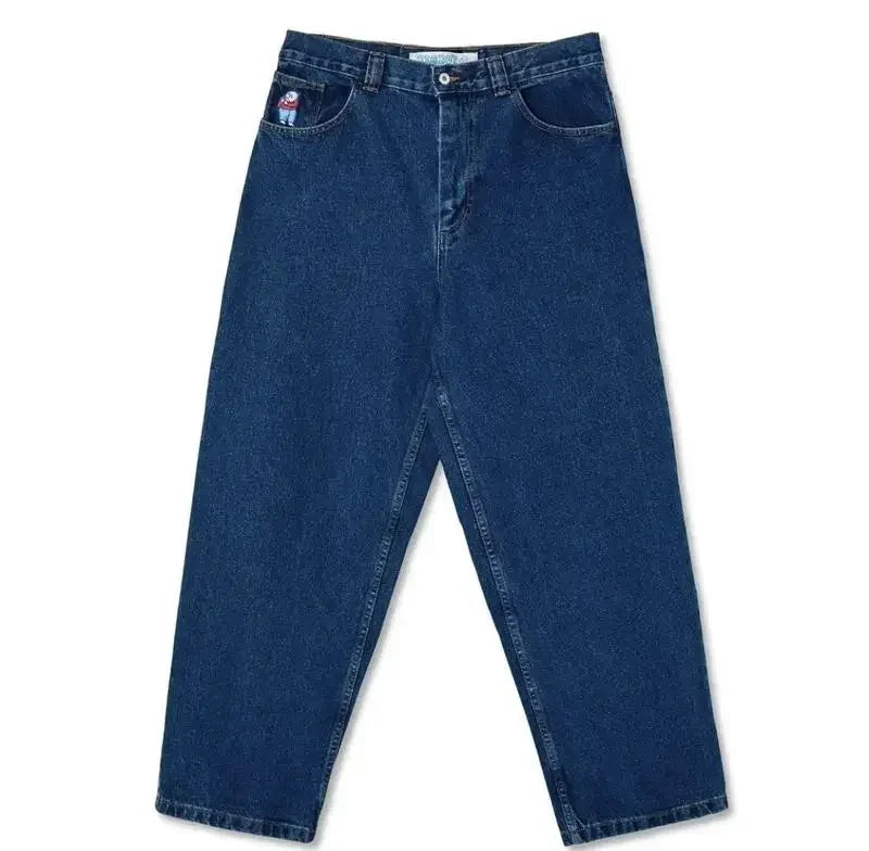 harajuku polar big boy popular baggy jeans mens women gothic wide leg trouser y2k hip hop cartoon embroidery streetwear jeans urban skinny jeans